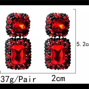 Red rhinestone earrings